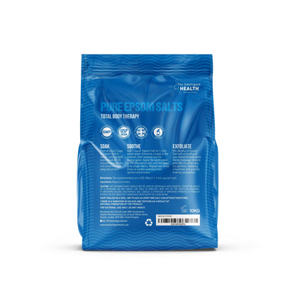 Pure Epsom Salts 10kg, Total Body Therapy, 100% Pure Premium Quality Magnesium Sulphate Traditional Bath Soak, Fine 1.4mm Easily Dissolvable Grain Size, Vegan Friendly by The Intelligent Health