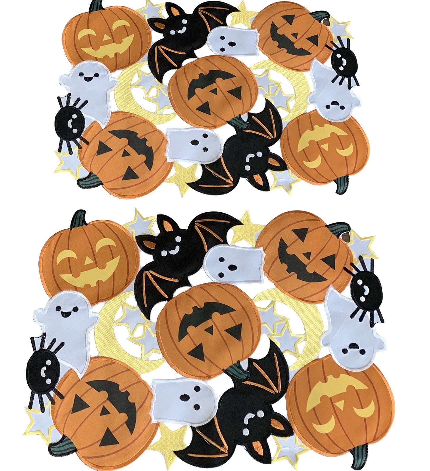 Halloween Pumpkin Table Runner and Placemats Cutwork Embroidered Fall Thanksgiving Autumn Harvest Table Decorations for Party Holiday Dinner (Placemats Set of 2 12"X18", 2)