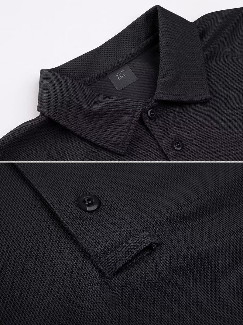 MAGCOMSEN Mens Black Polo Shirts Short Sleeve Golf Shirts Pique Polo Combat Shirt Tactical Shirt M