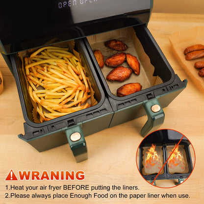 Air Fryer Disposable Paper Liners - 150Pcs 8In Square Parchment Paper Non-Stick Airfryer Basket Liners for Steamer Microwave Oven, Deep Fryer Parts & Accessories