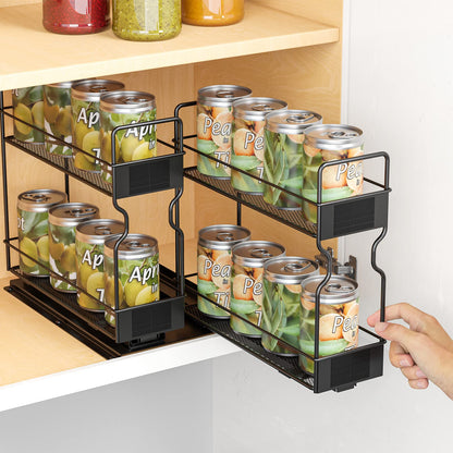 SpaceAid Pull Out Spice Rack Organizer for Cabinet, Heavy Duty Slide Out Seasoning Kitchen Organizer, Cabinet Organizer, with Labels, 5.2" W x10.75 D x10 H, 2 Drawers 2-Tier