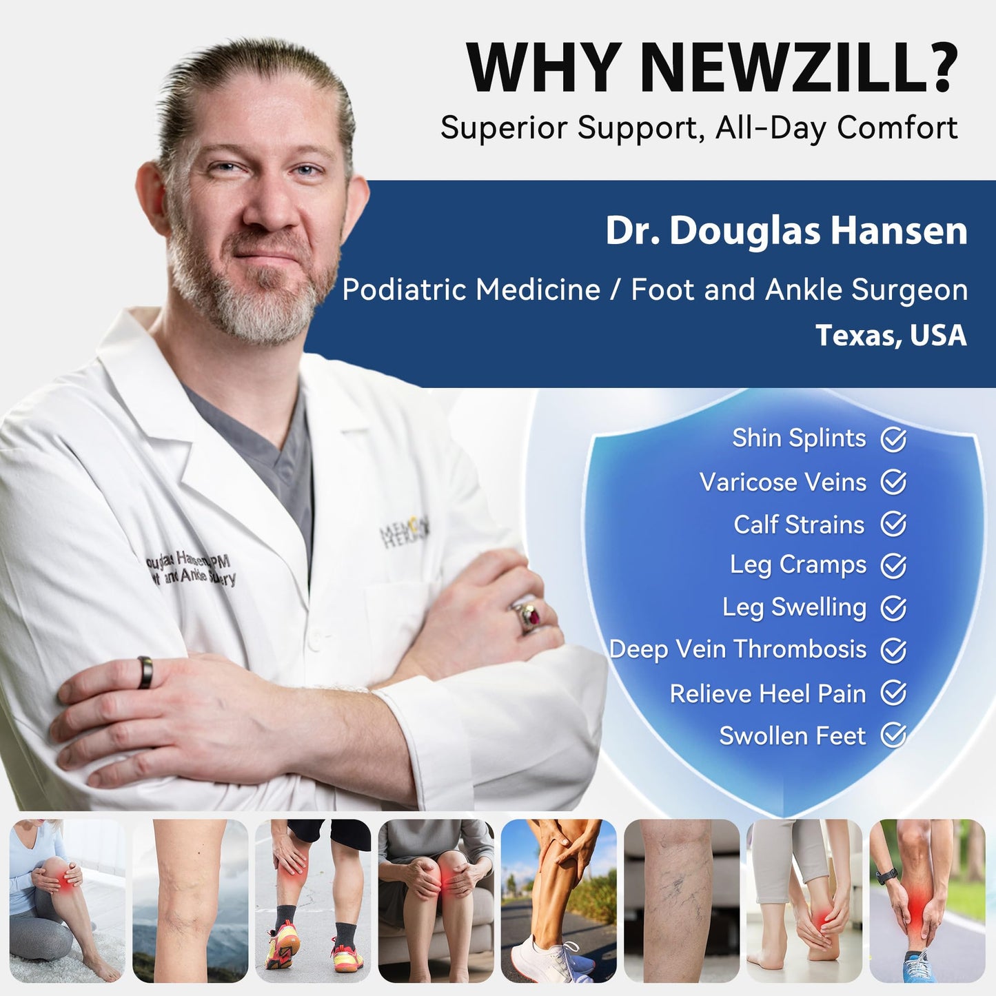 NEWZILL Compression Dress Socks for Men & Women Circulation | Cotton Rich Comfortable Socks 15-20mmHg | BEST Stockings for Business Casual Running Medical Athletic Knee-High Support Socks
