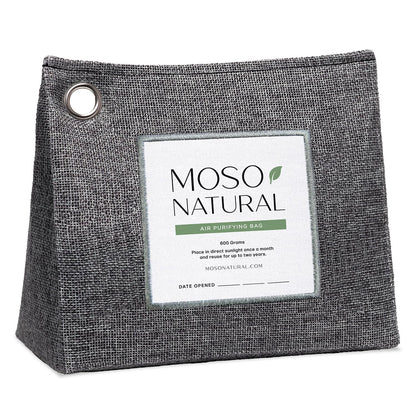 Moso Natural Air Purifying Bag 600g. A Scent Free Odour Eliminator for Kitchens, Bedrooms, Living Rooms, Pet Areas. Premium Moso Bamboo Charcoal Odour Absorber. Free Standing Design.