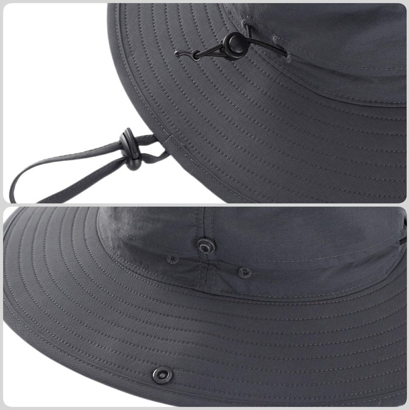 Connectyle Men's Cowboy Sun Hat Wide Brim Fishing Hiking Camping Gardening Hat UV Protection Outdoor Summer Sun Hat Dark Grey