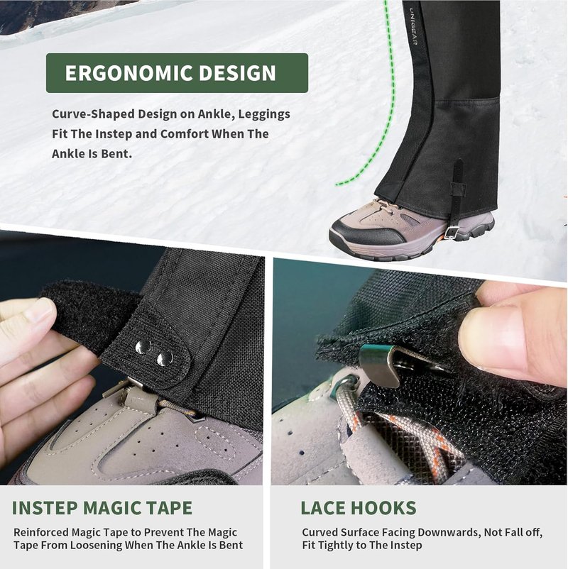 Leg Gaiters - 1000D Waterproof Boot Gaiters for Hiking, Walking, Climbing & Skiing | Durable & Lightweight