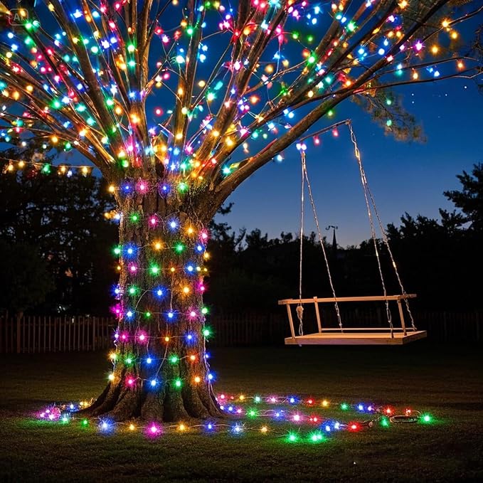 120 LED String Lights Plug in 8 Modes Clear Wire, Waterproof Twinkle Fairy Lights for Indoor Outdoor Bedroom Wedding Party Easter Decorations