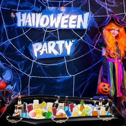 Aoriher 52 Inch Halloween Inflatable Coffin Cooler Fake Coffin Floatie Drink Ice Chest Buffet Bucket Beverage Cooler for Pool Picnic Halloween Party Decoration