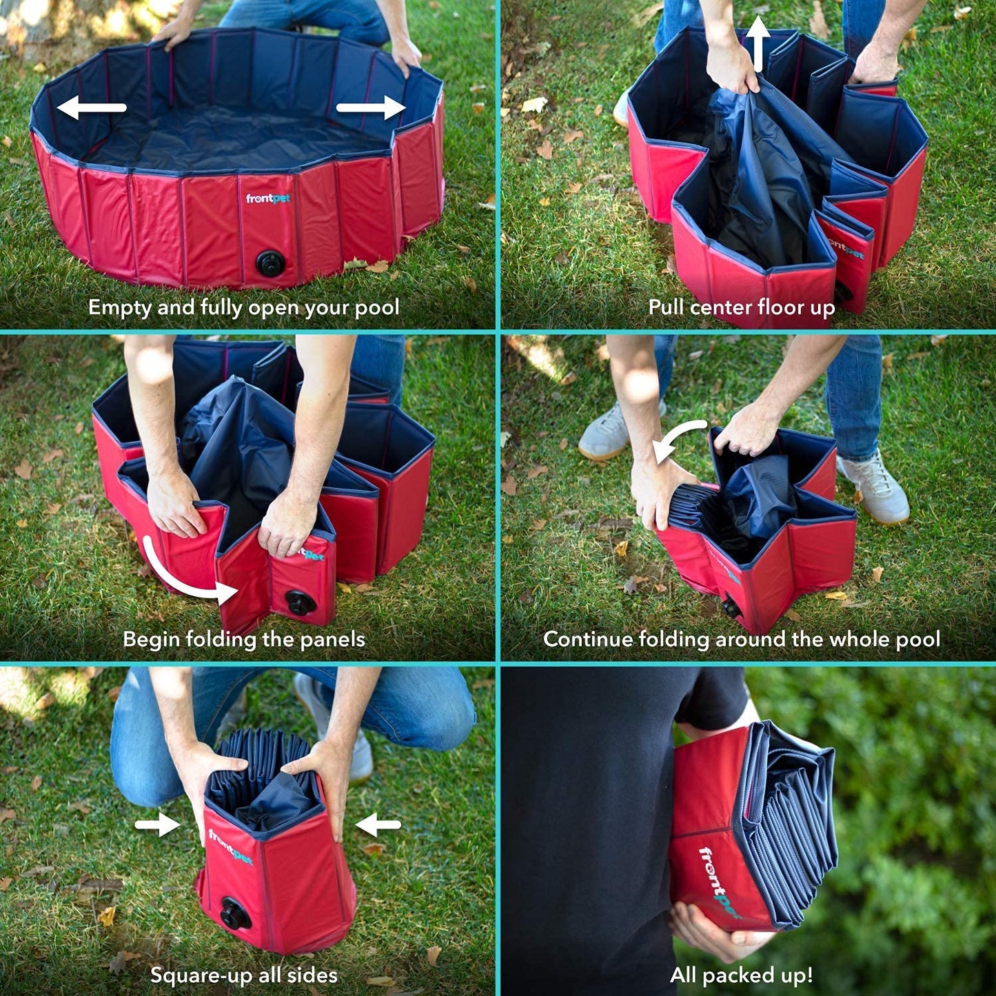 Frontpet XL Foldable Dog Pool - 60" Width Swimming Pools for Large Dogs, Kiddie Pool & Dog Bath Tub, Non-Slip Scratch Resistant Hard Plastic Shell Dog Pool, Portable Pet Pool for Dogs, Pets & Kids