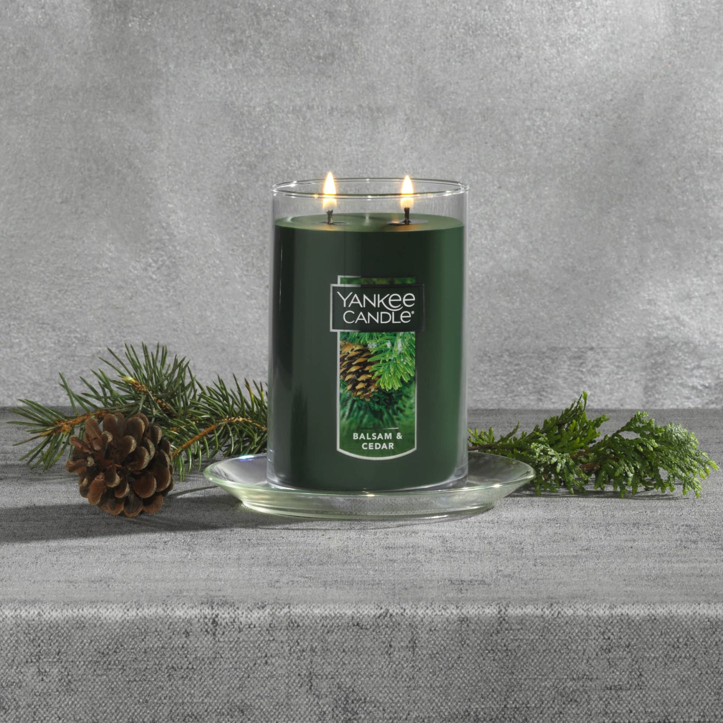 Yankee Candle, Balsam & Cedar Scented Candle, 22oz Large 2-Wick Tumbler with up to 110 Hour Burn Time