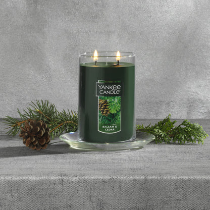 Yankee Candle, Balsam & Cedar Scented Candle, 22oz Large 2-Wick Tumbler with up to 110 Hour Burn Time