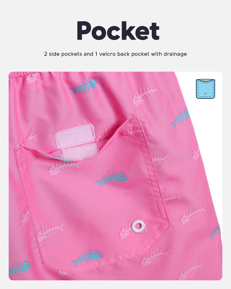 maamgic Mens Swim Trunks Quick Dry Swim Shorts with Mesh Lining Funny Swimwear Bathing Suits 7inch Pink Shark Small