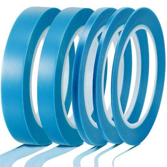 Xuniea 5 Rolls of Vinyl Tape Masking Tape Automotive Car Auto Paint for Curves, High Temperature Vinyl Low Tack(1/16 Inch, 1/8 Inch, 1/4 Inch, 1/2 Inch, 3/4 Inch, Blue)