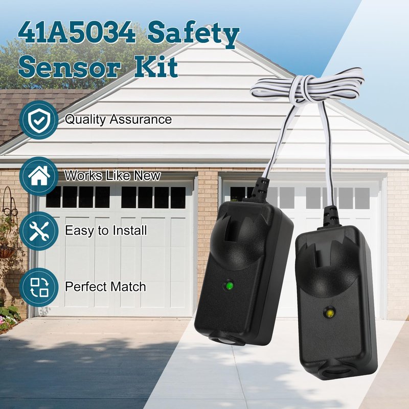 2026 Upgrade 41A5034 Safety Sensor Kit Compatible with Liftmaster Chamberlain Sears Craftsman Garage Door Opener Made After 1997, Replace G801CB-P (10 Years Warranty)