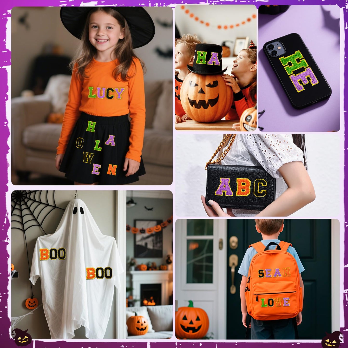 52 Pcs Halloween Patches Chenille Letter Patches Self Adhesive for Clothing,A-Z Varsity Letter Stickers Embroidered Sew on Repair Patches for Jackets Hats Backpacks