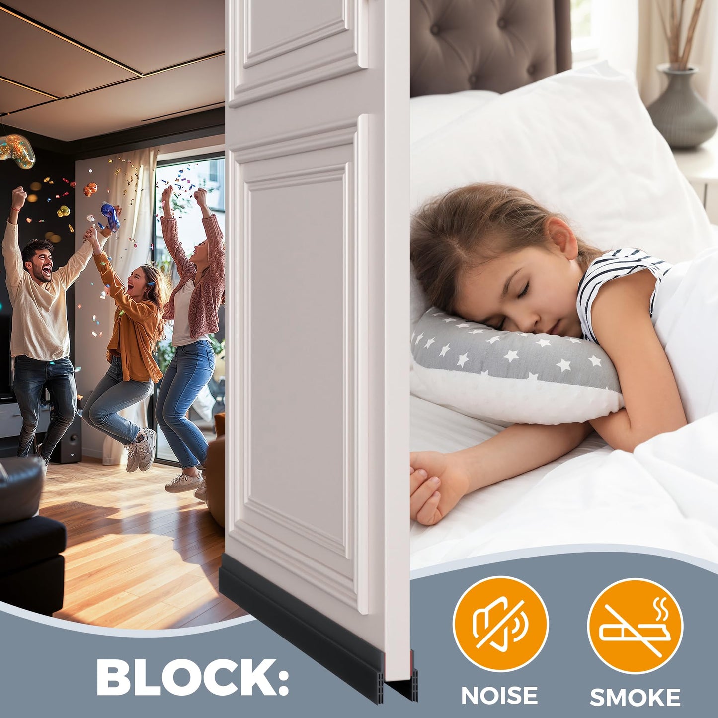 GroTheory 2 Pack Under Door Draft Stopper, Home Improvement, Weather Stripping Door Seal, Bottom of Door Sweep, Garage Window Blocker Noise Dust Insulation Draft Guard, 39" L, Black