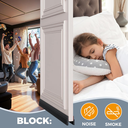 GroTheory 2 Pack Under Door Draft Stopper, Home Improvement, Weather Stripping Door Seal, Bottom of Door Sweep, Garage Window Blocker Noise Dust Insulation Draft Guard, 39" L, Black