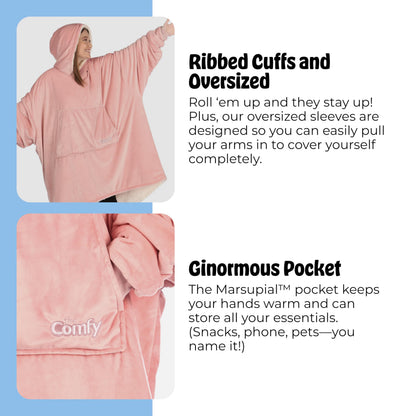 THE COMFY Original | Sherpa Lined Microfiber Fleece Wearable Blanket, Oversized Design with Hood and Pocket, From Shark Tank, for Women & Men, Warm and Cozy Gifts