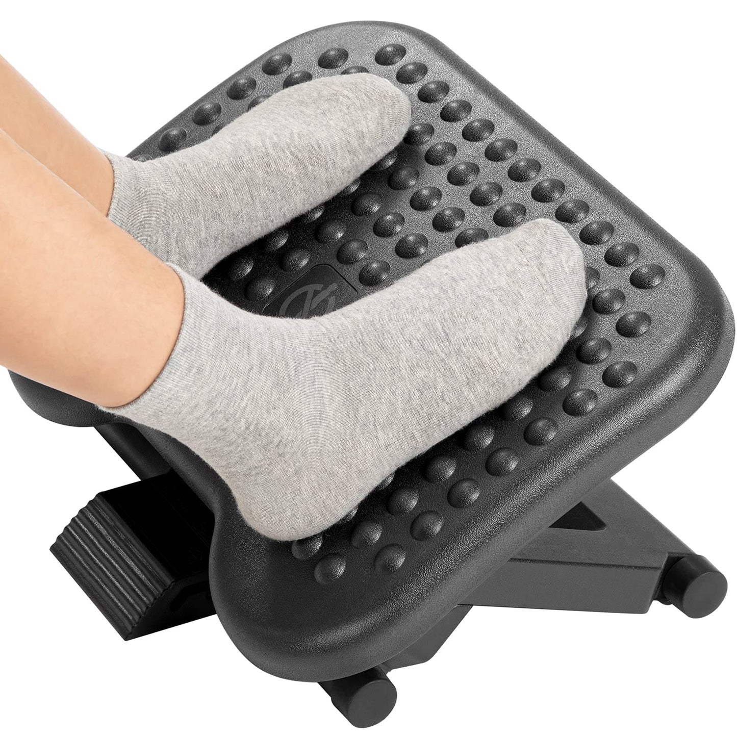 HUANUO Adjustable Under Desk Footrest, Foot Rest for Under Desk at Work with Massage, Foot Stool with 3 Height Position & 30 Degree Tilt Angle Adjustment for Home, Office
