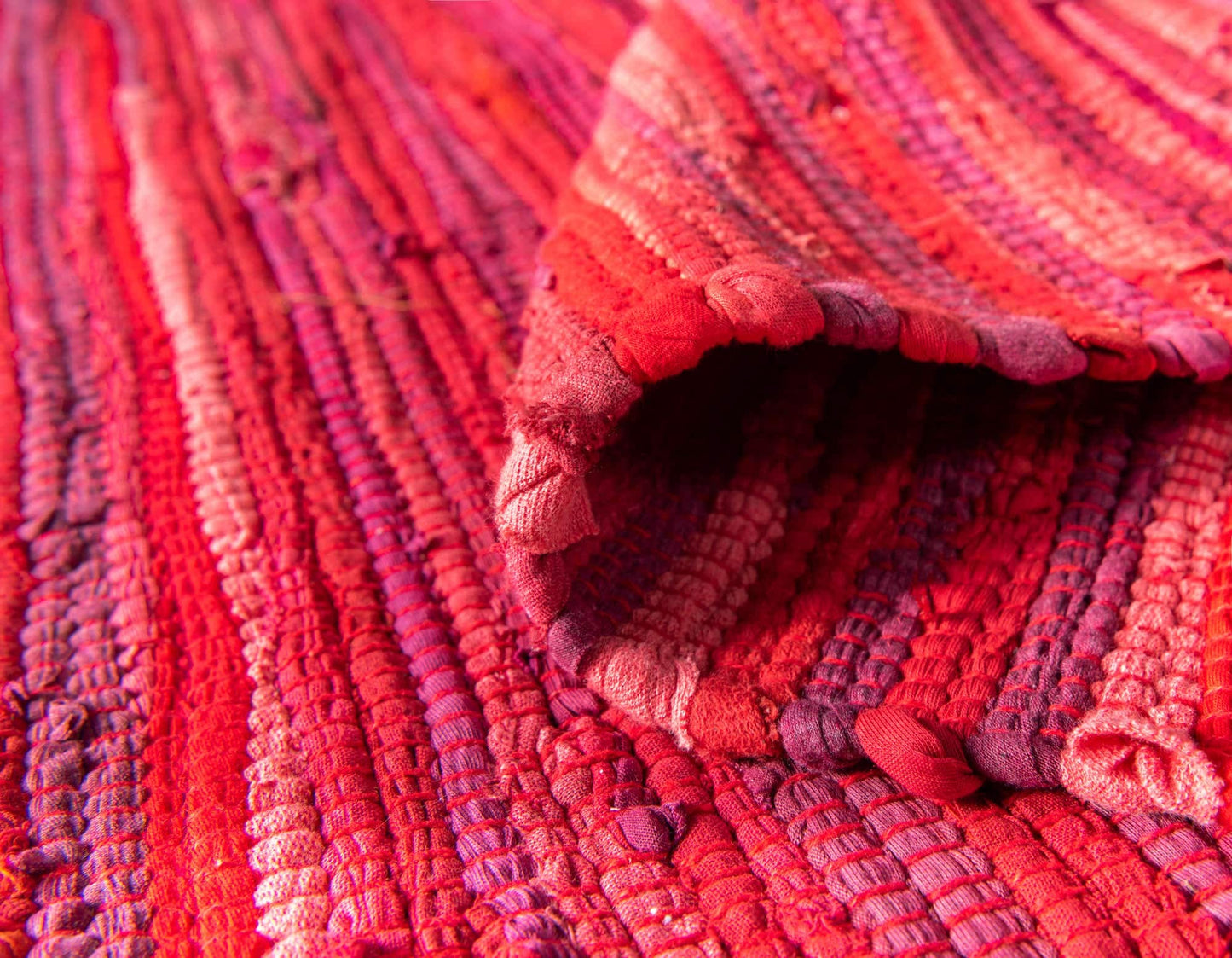 Unique Loom Chindi Cotton Collection Soft Hand Woven Natural Fiber Striped Area Rug, 8 ft x 10 ft, Red/Purple