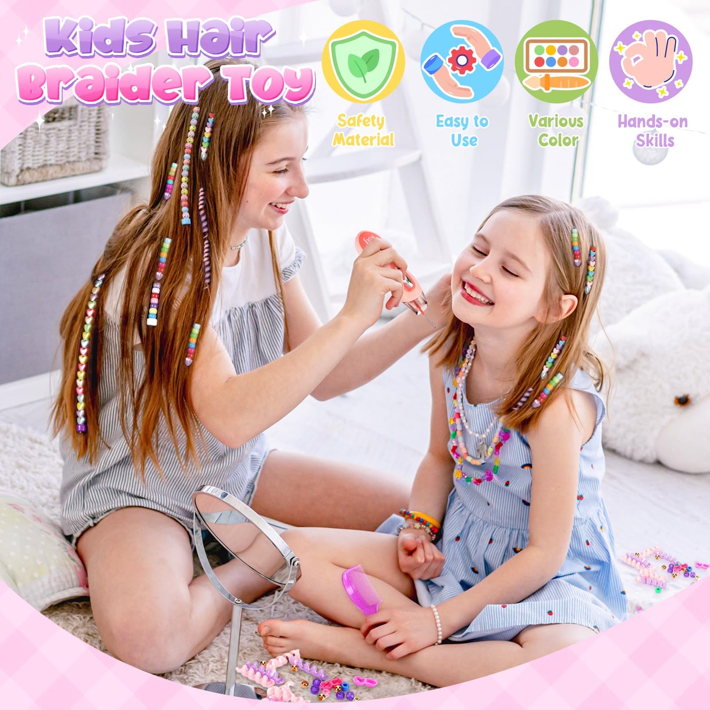 Gifts for Girls: Hair Accessories & Toys Age 5-12 - DIY Hair Princess Decoration Braiding Kit with Gems Stamper