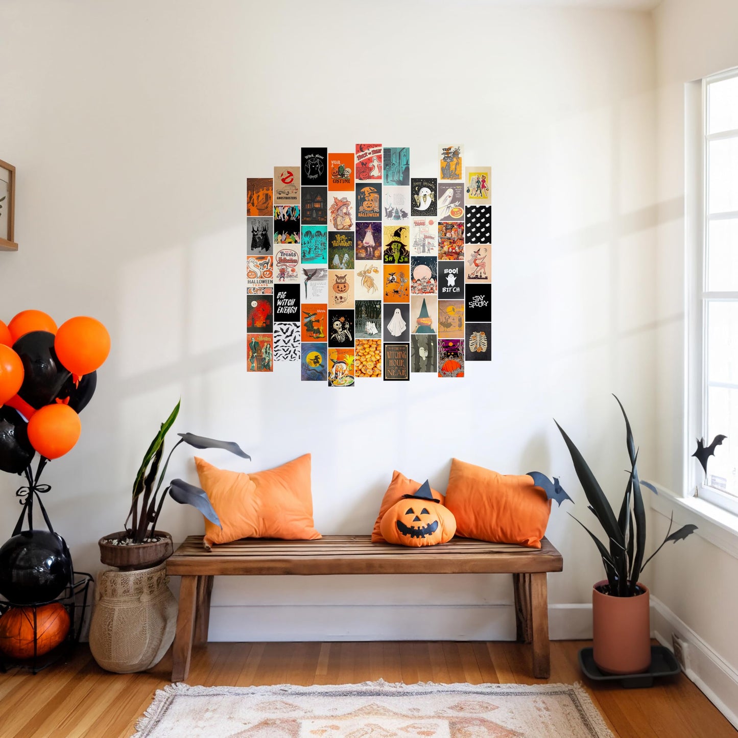 Waschbär Halloween Wall Collage Kit Aesthetic Pictures - Halloween Room Decor, Poster for Teen Girls, Witchy Room Decor, Witchy Decorations for Bedroom, 50pcs