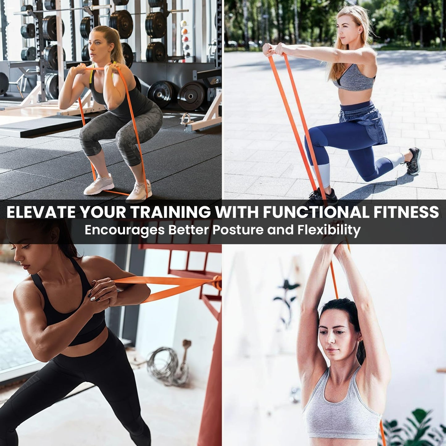 Functional Fitness Pull Up Bands Resistance Bands | Exercise Bands for Working Out | Long Stretch Bands for Exercise, Training Bands, Resistance Bands for Stretching Orange 1/4" 5-15 lbs