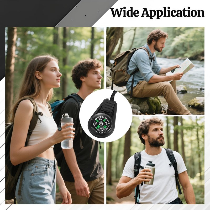 110 Pcs Mini Survival Compass Outdoor Camping Hiking Pocket Compass Mini Compass Party Favor for Paracord Bracelet Necklace Key Chain Outdoor Activities Hiking Accessory（Black）