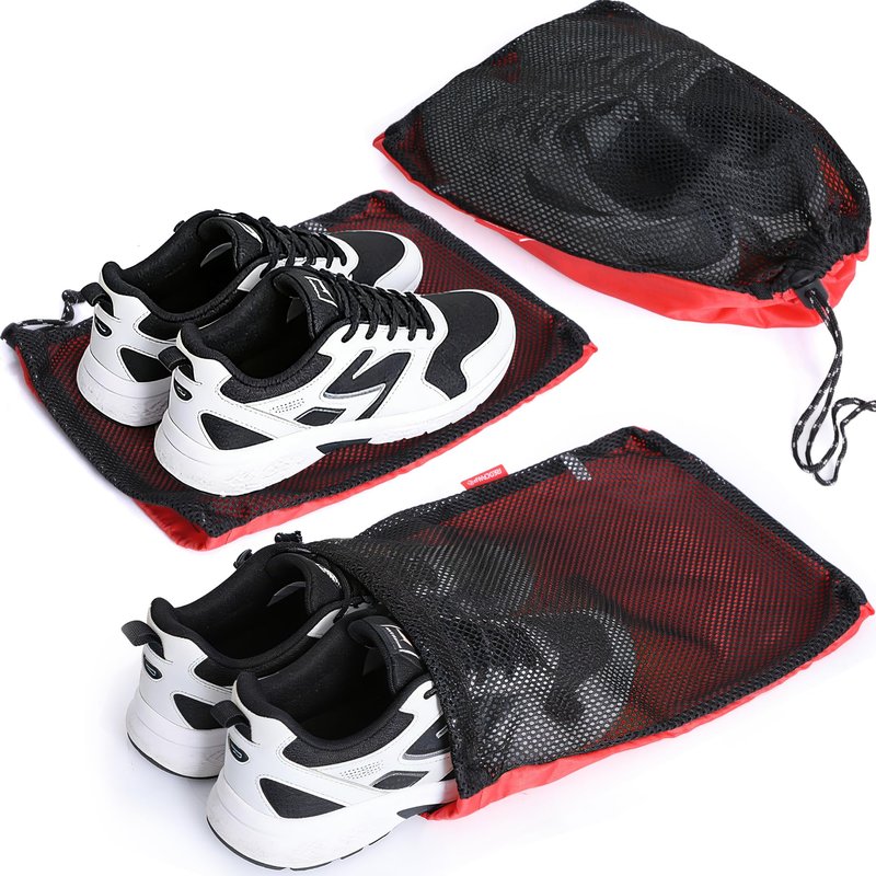 REDCAMP 5PCS Small Ditty Bags Set for Backpacking, Ultralight Nylon Mesh Drawstring Stuff Sack Assortment Storage Pouch Bags for Outdoor Camping Indoor Home, Red