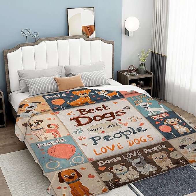 Cute Puppy Throw Blanket, Cartoon Blanket Throw for Adults, Lightweight Soft Cozy Blanket for Couch Sofa Bed Room Decor 50x60 Inches