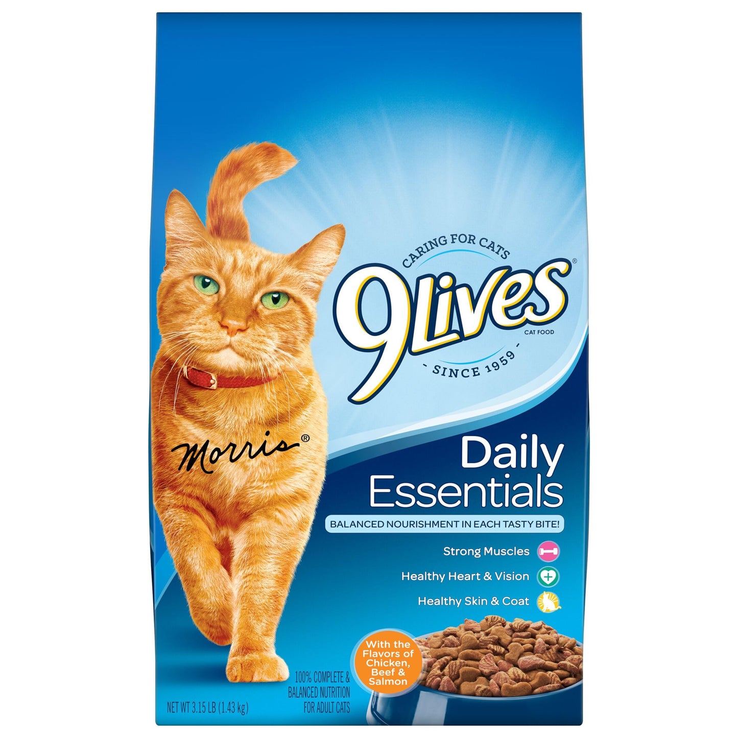 9Lives Daily Essentials Dry Cat Food, 3.15 Pound Bag (Pack of 4)