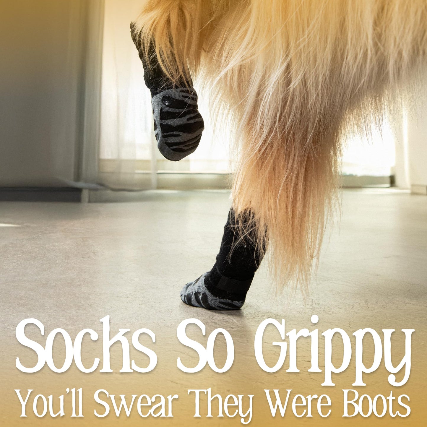 DOK TigerToes Premium Non-Slip Dog Socks for Hardwood Floors - Extra-Thick Grip That Works Even When Twisted - Prevents Licking, Slipping, and Great for Dog Paw Protection - Size Large