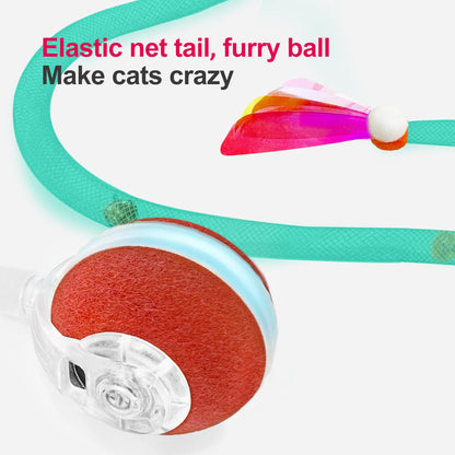 Jkanti Interactive Cat Toys for Indoor Cats,The 3rd Generation Agile Moving Cat Ball with Elastic Mesh Tail,Automatic Kitten Toys for Bored Indoor Adult Cats,Motion Activated (Green)