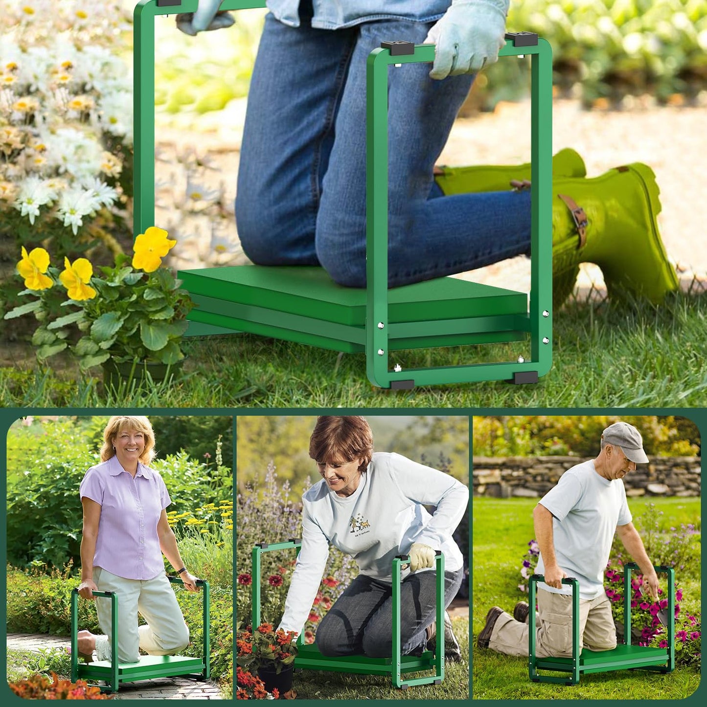 FLINTER 10.2" Wider Garden Kneeler and Seat, Heavy Duty Thick Gardening Bench for Kneeling and Seat - Garden Kneelers for Seniors, Gardening Stools for Women, Grandparents, Gardeners