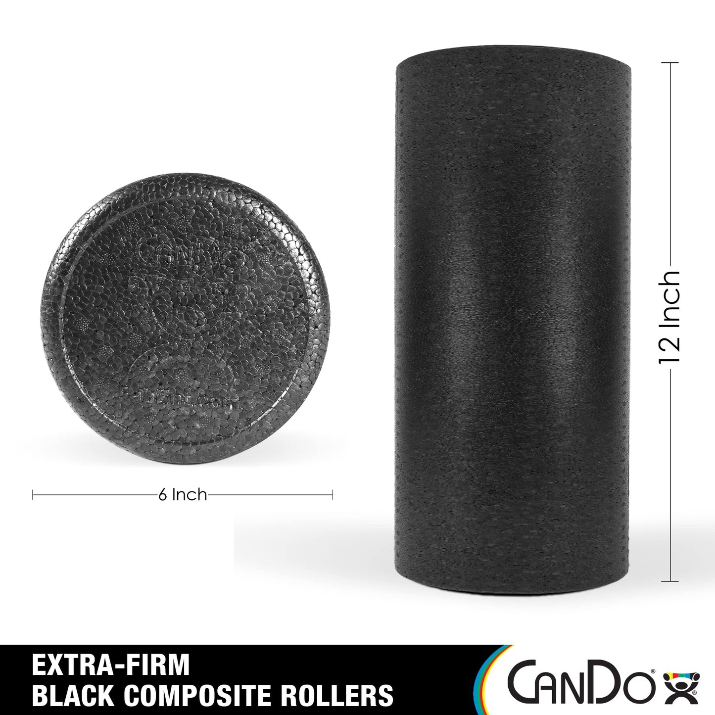 CanDo Black Composite High-Density Roller, Half-Round, 6"" X 36