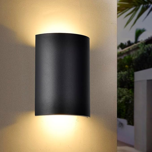 Modern Black LED Up and Down Lights Outdoor, Waterproof Exterior Wall Sconce Lighting, 3000K Integrated LED Porch Light Fixture for House, Garage, and Patio