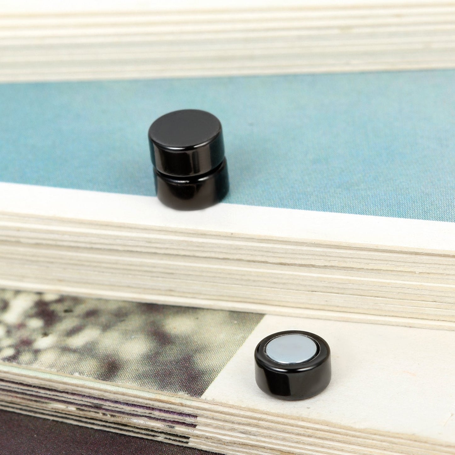 Flongo Men's Women Punk 6-12mm Stainless Steel Black Magnetic Non-piercing Clip Fake Cheater Stud Earrings