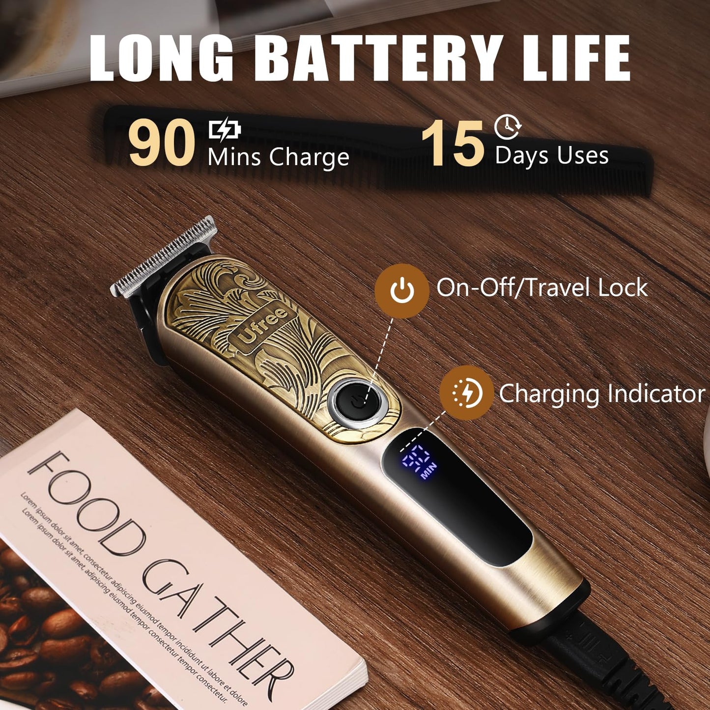 Ufree Gifts for Men, Beard Trimmer with Charging Stand, IPX7 Waterproof Electric Razor Shavers for Men, Clippers for Hair Cutting, Mens Grooming Kit for Mustache Nose Facial Body