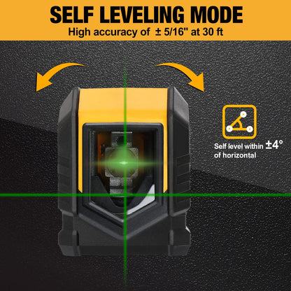PREXISO Laser Level with Tripod, 65Ft Self Leveling Cross Line Laser Level, Green Line leveler Tool for Hanging Pictures, Home Renovation with LED Indicator & 2 AA Batteries (31-1/2 inch Tripod)