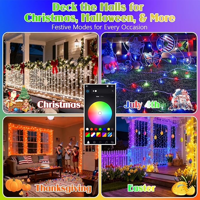 Smart Color Changing Christmas Lights, 138FT 400LED App Control RGB LED String Light with Remote & Timer, Twinkle Smart String Lights Waterproof Christmas Decorations