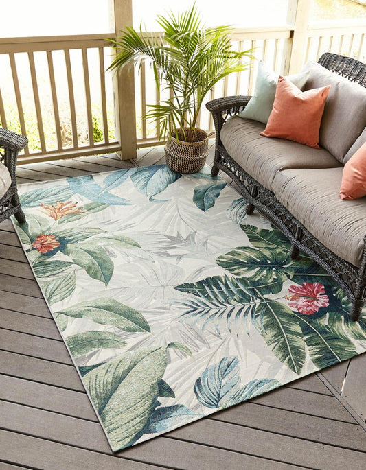 Unique Loom Outdoor Botanical Collection Area Rug - Kula (3' 3" x 5' 3" Rectangle, Multi/ Gray)