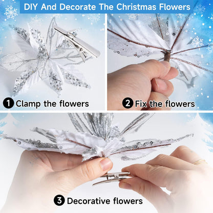 48Pcs Metal Clips, Small Roach Clips for Christmas Flowers Decorations Tree, Christmas Ornaments Clips Accessories, 4.5cm/1.7inch Spring Clips for Artificial Flower DIY Card Photo Memo Clip