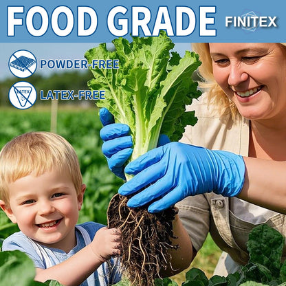 FINITEX Blue Disposable Nitrile Exam Gloves - 200 PCS/BOX 3.5mil Rubber Powder-Free Latex-Free Medical Examination Home Cleaning Food Gloves, X-LARGE