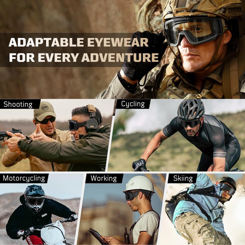 1TG Tactical Airsoft Goggles Anti Fog, Tactical Safety Glasses Eyewear with 3 Impact Lenses for Shooting Paintball Ski Riding