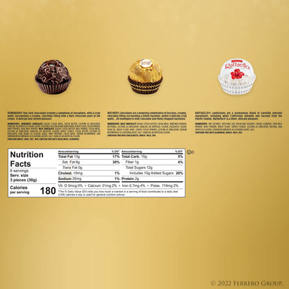 Ferrero Collection Gourmet Gift Box, 24 Assorted Confections with Hazelnut, Dark Chocolate and Coconut, 9.1 oz