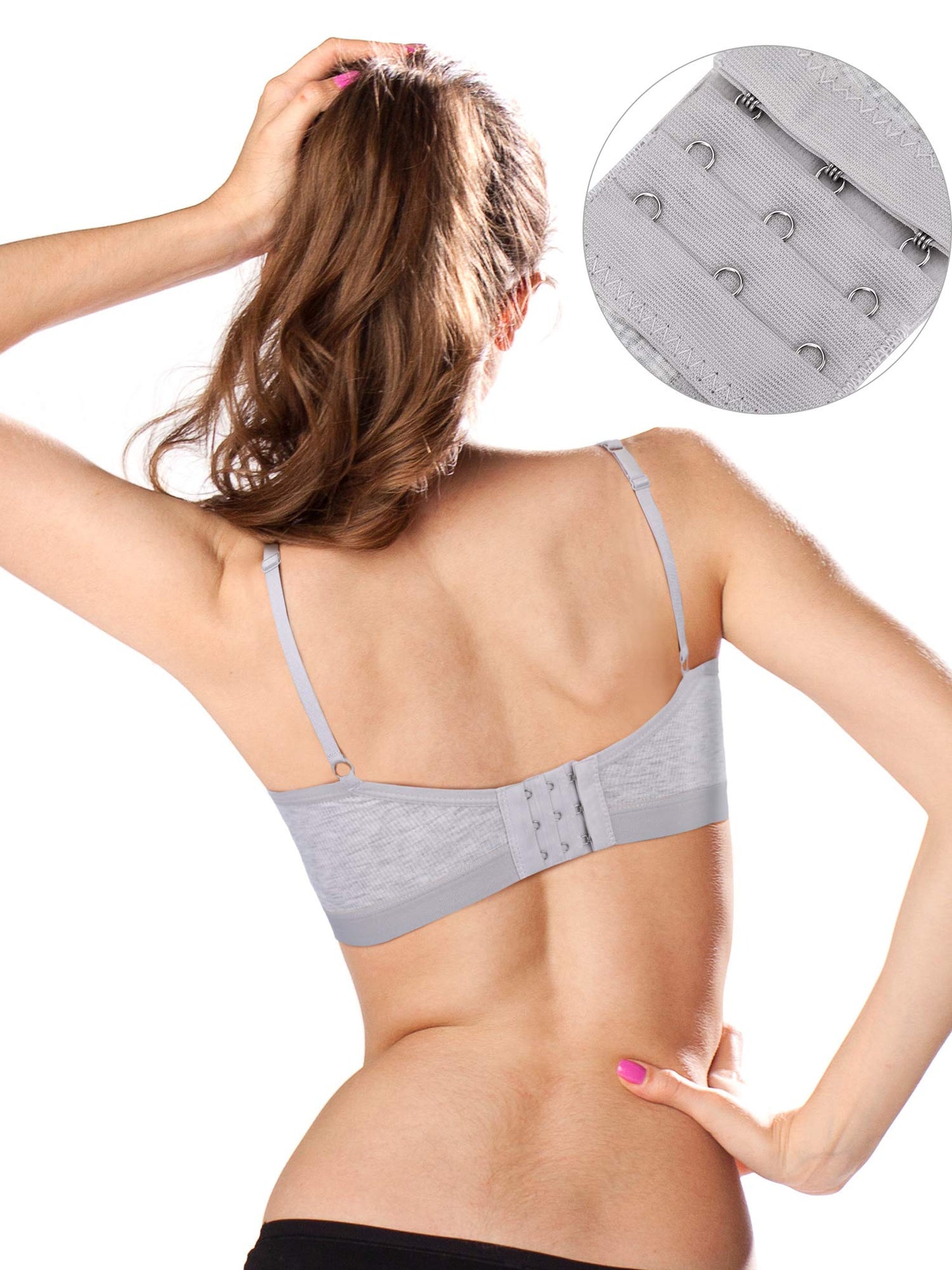 Boao 3 Pieces Mini Camisole Bra Padded Brassiere Tank Top Brassiere Women Sports Bra with Straps(Black, White, Grey,L)