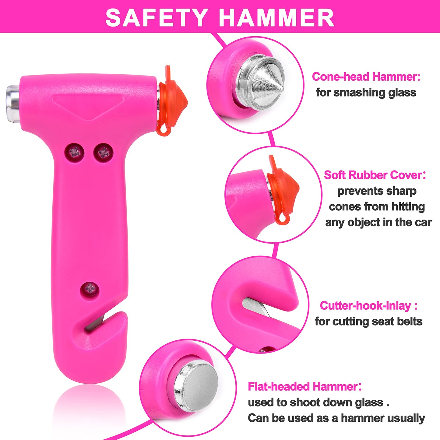 GETLMUL Pink Car Emergency Kit, Premium Roadside Emergency Car Accessories Kit with Jumper Cables, Flashlight, Shovel, Screwdriver Set, etc Car Accessories for Women