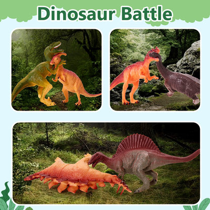 HERSITY Dinosaur Toys for Boys Age 3, 12 PCS Large Realistic Dinosaur Figure Set, 6-7 inch T-rex Triceratops Playset Animal Interactive Toys Gifts for Kids 4 5 6 7 Years Old