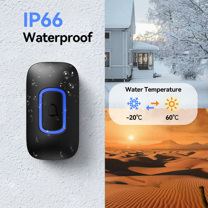 TECKNET Plug-in Wireless Doorbell with RGB Lighting & 1300 Feet Range,IP66 Waterproof Doorbell for Home/Classroom/Office/Business,60 Chimes,5-Level Volume,4.5-Year Battery Life(White)
