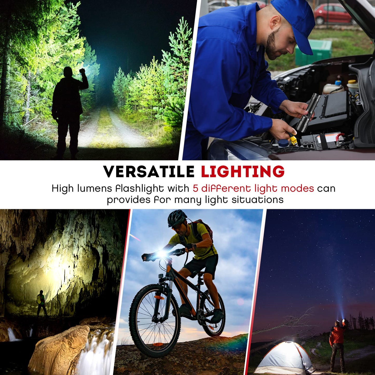 Shadowhawk Torches LED Super Bright, Rechargeable LED Torch P70 450000 Lumens Powerful Flashlight Rechargeable Battery Torch for Dog Walking Hiking Emergency Gift