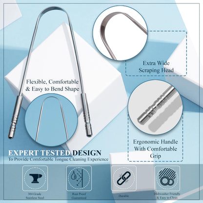 MasterMedi Tongue Scraper with Case Easy to Use Tongue Scraper for Adults, Tongue Cleaner for Oral Care & Hygiene (Single Pack (with Travel Case))